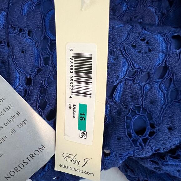 NWT Long Sleeve Lace Sheath Dress Blue Cocktail Wedding Guest Mother Of Size 16 - Picture 5 of 7